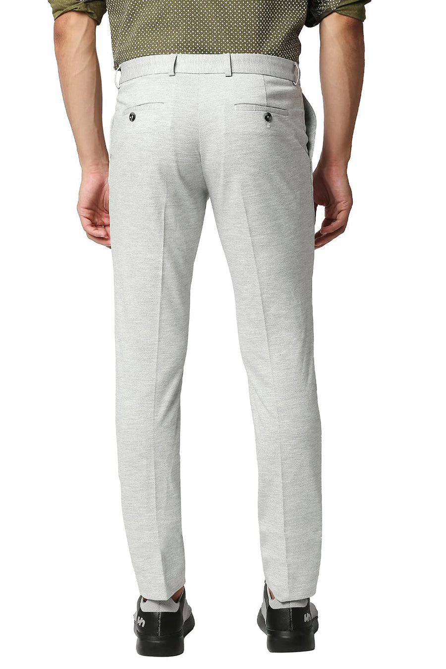 BASICS TAPERED FIT GREY VIOLET STRETCH KNIT TROUSERS