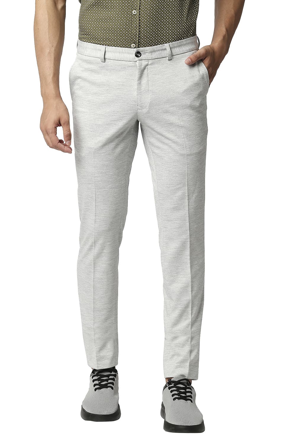 BASICS TAPERED FIT STRETCH KNIT TROUSERS