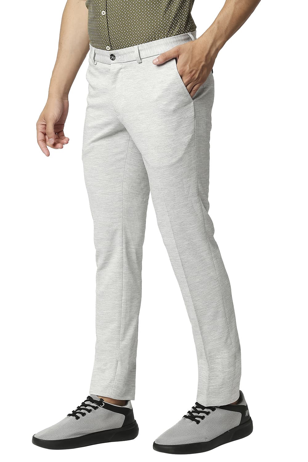 BASICS TAPERED FIT STRETCH KNIT TROUSERS