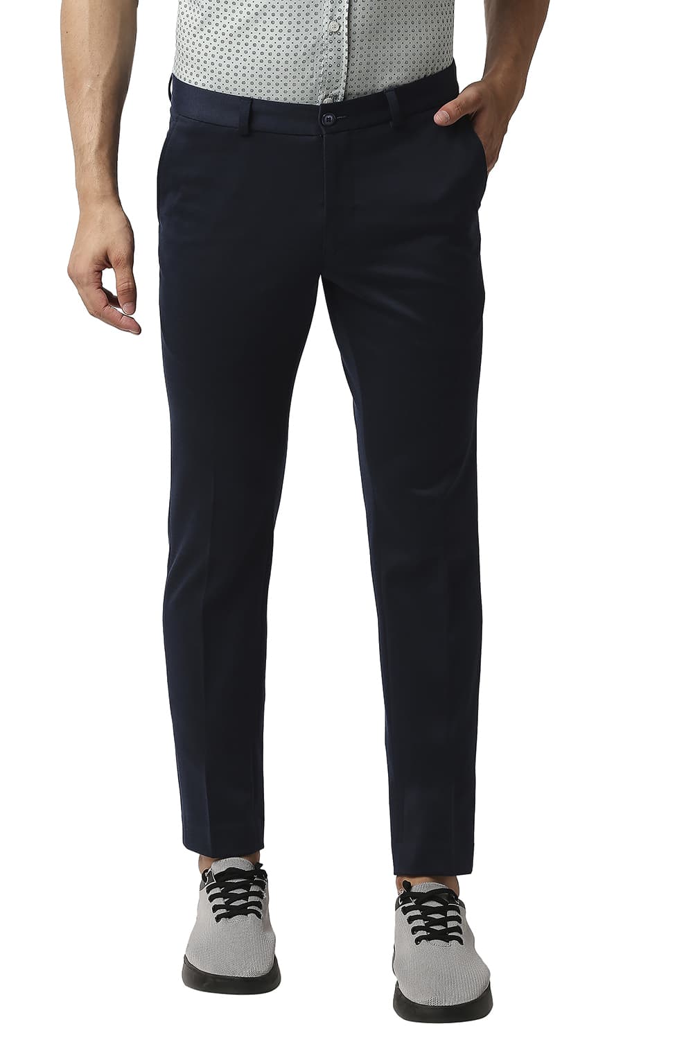 BASICS TAPERED FIT STRETCH KNIT TROUSERS