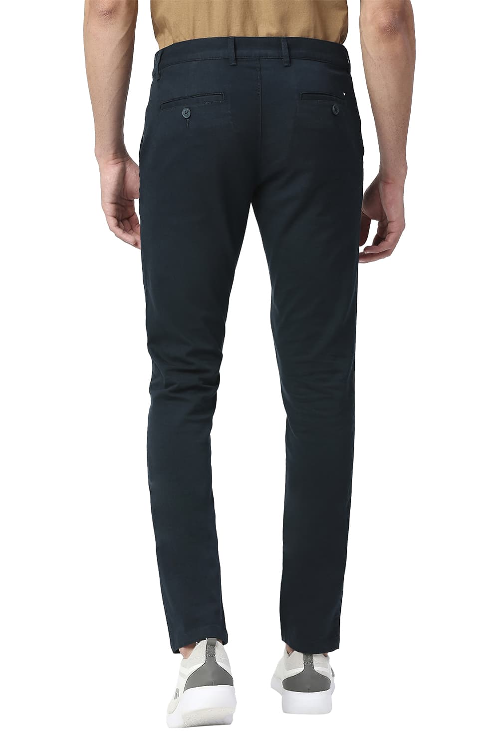 BASICS TAPERED FIT COTTON STRETCH TROUSERS