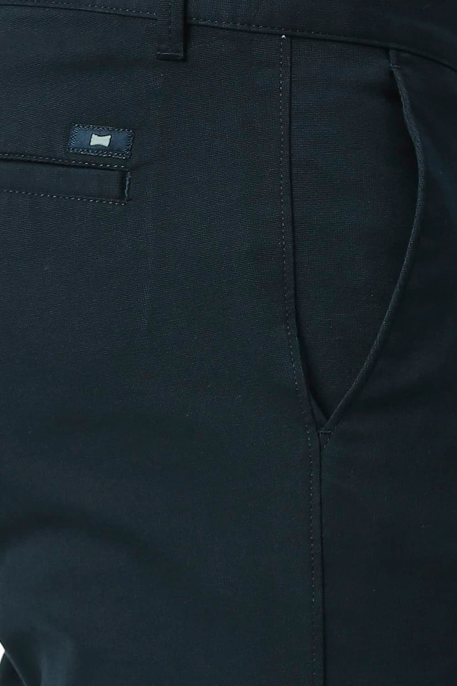 BASICS TAPERED FIT VULCAN NAVY COTTON STRETCH TROUSERS