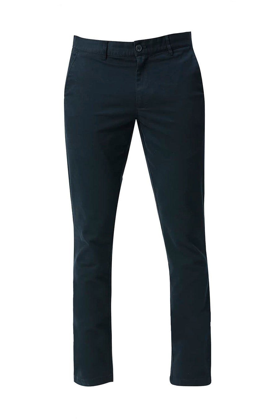 BASICS TAPERED FIT VULCAN NAVY COTTON STRETCH TROUSERS