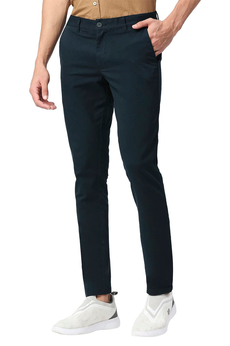 BASICS TAPERED FIT COTTON STRETCH TROUSERS