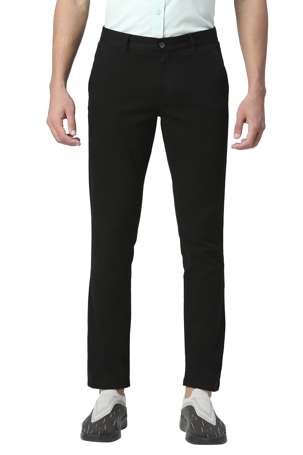 BASICS TAPERED FIT COTTON STRETCH TROUSERS