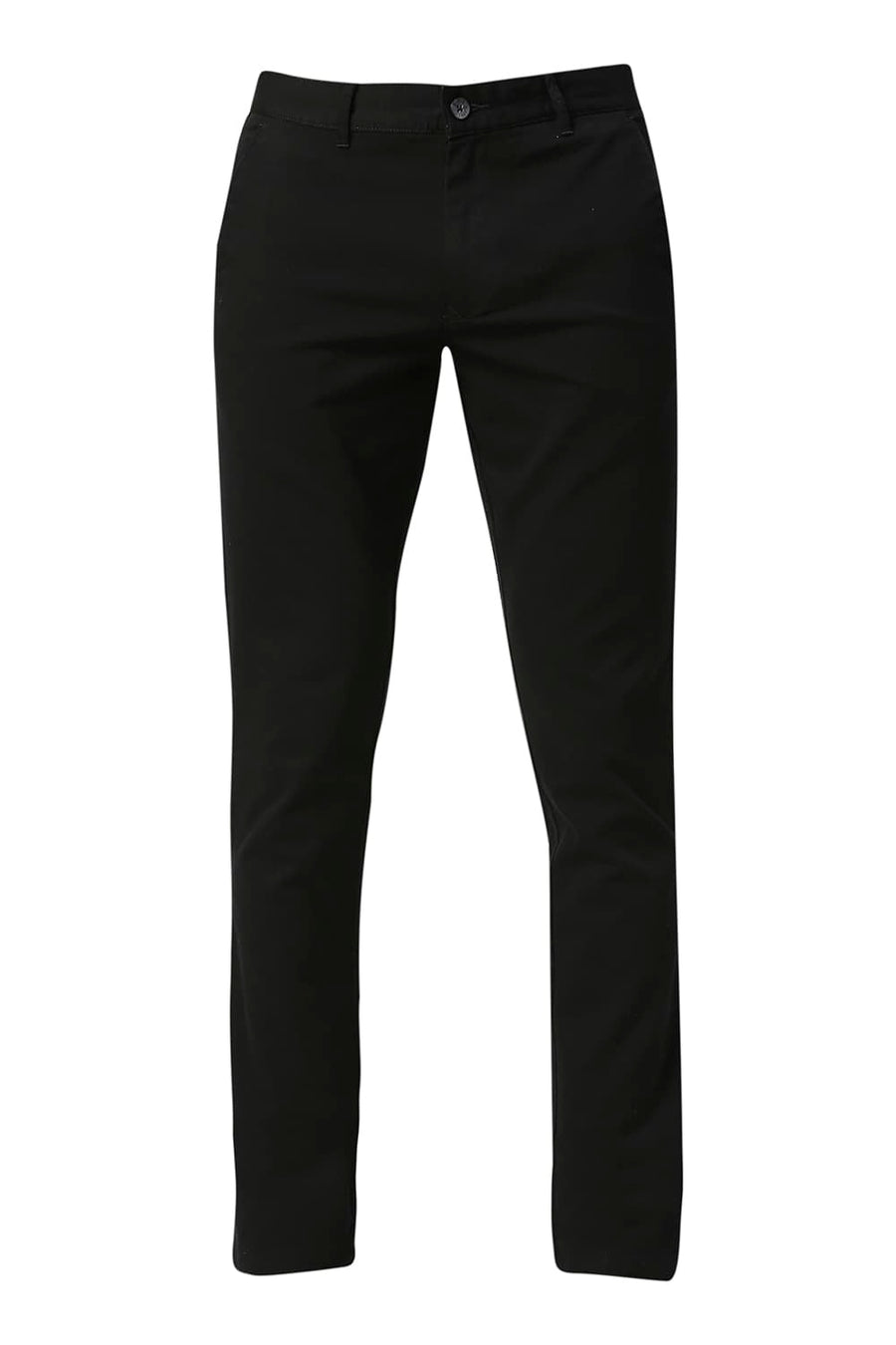 BASICS TAPERED FIT PHANTOM BLACK COTTON STRETCH TROUSERS