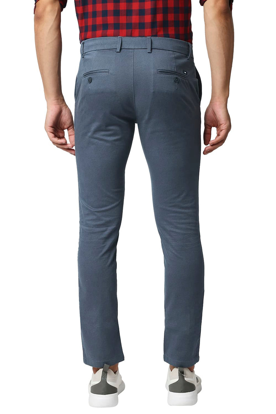 BASICS SKINNY FIT KEY LARGO NAVY STRETCH PRINTED TROUSERS