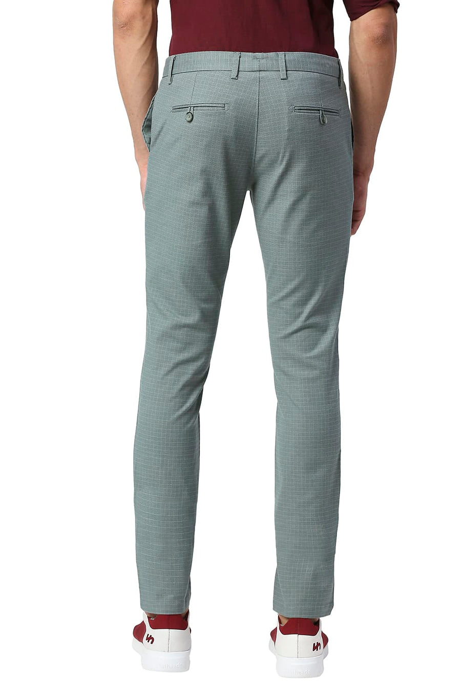 BASICS SKINNY FIT GRIFFIN GREY STRETCH CHECKS TROUSERS