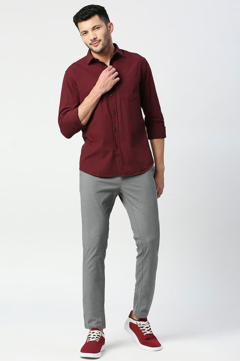 Skinny Fit Stretch Checks Trousers