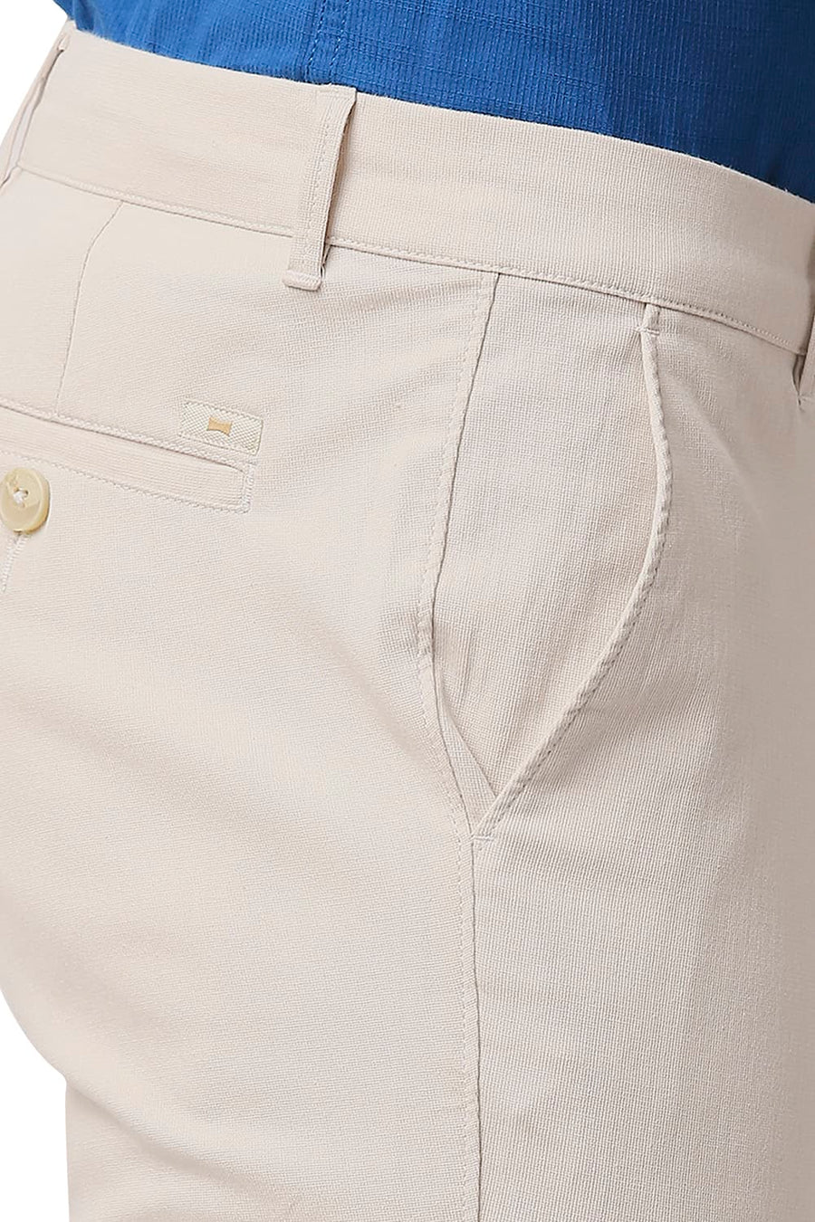 BASICS SKINNY FIT GARDENIA BEIGE COTTON STRETCH TROUSERS