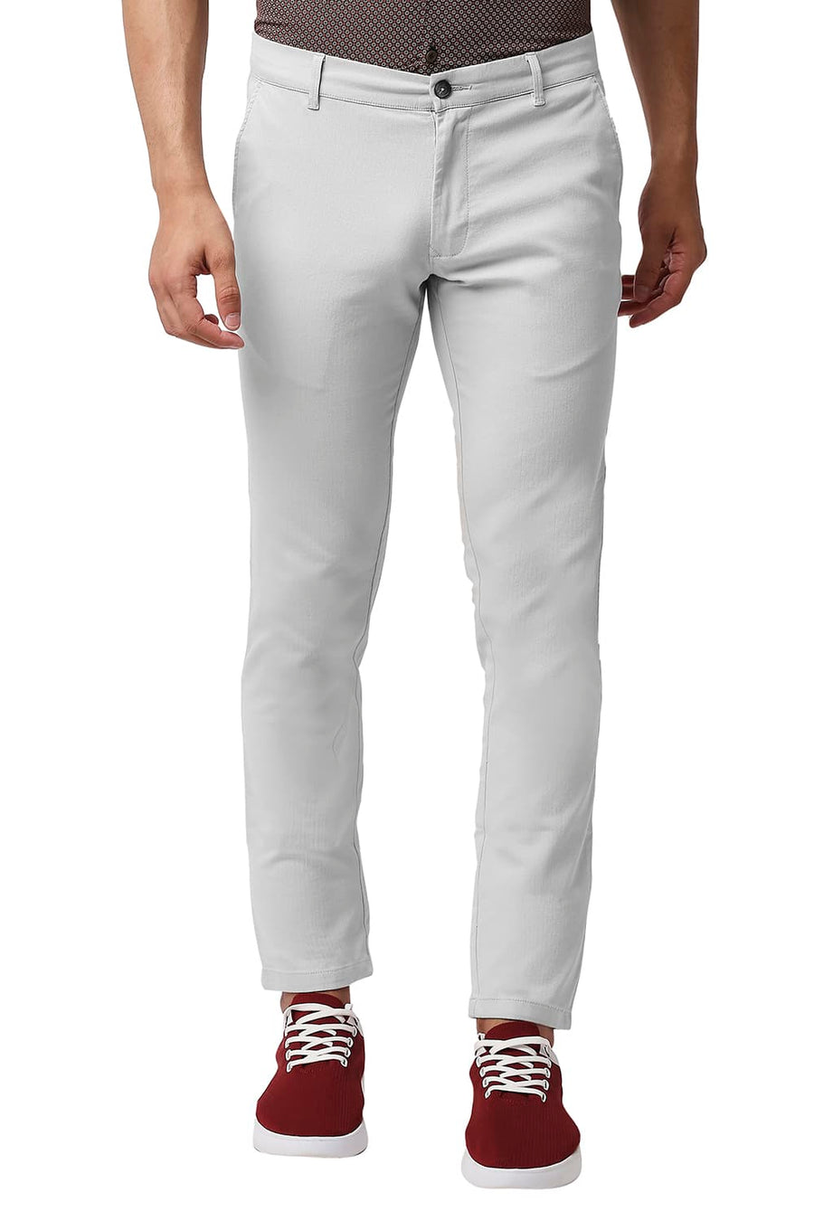 BASICS SKINNY FIT DROPLET GREY COTTON STRETCH TROUSERS