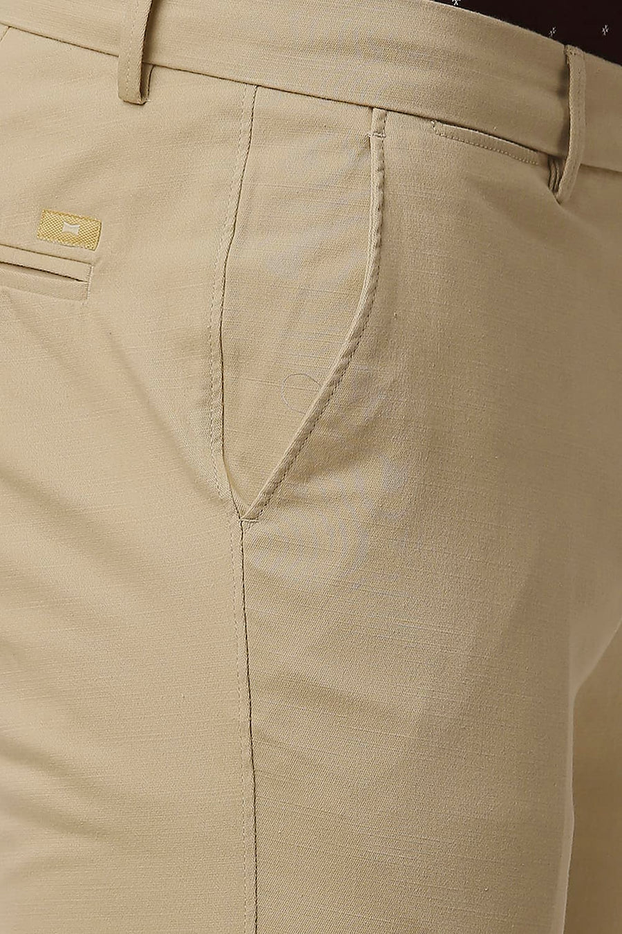 BASICS SKINNY FIT BISCOTTI KHAKHI COTTON STRETCH TROUSERS