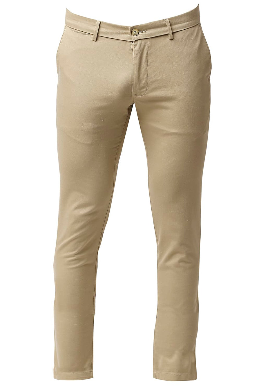 BASICS SKINNY FIT BISCOTTI KHAKHI COTTON STRETCH TROUSERS