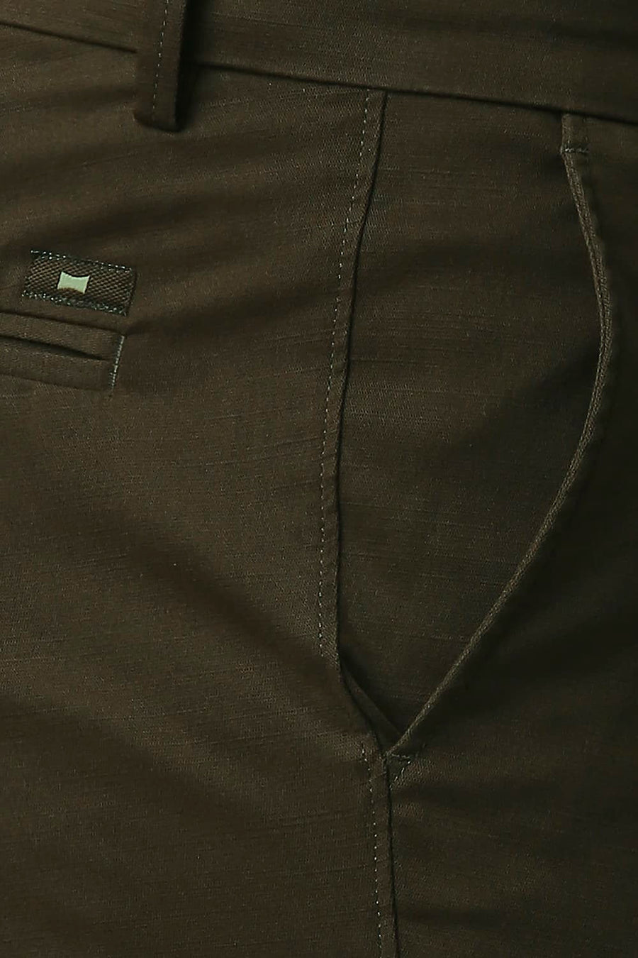 BASICS SKINNY FIT DEMILASSE BROWN COTTON STRETCH TROUSERS