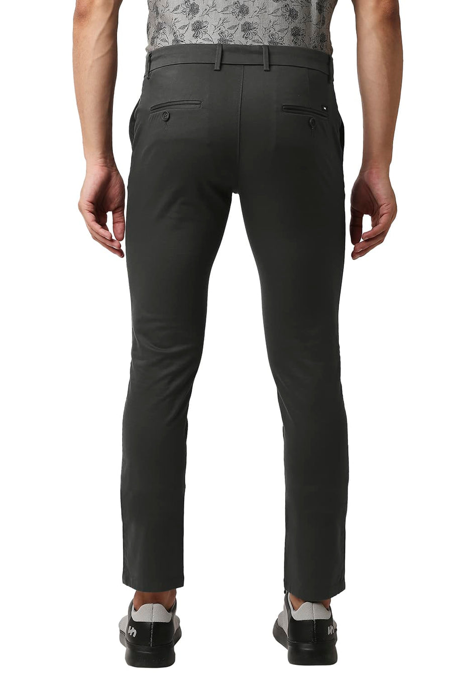 BASICS SKINNY FIT VOLCANIC ASH GREY COTTON STRETCH TROUSERS