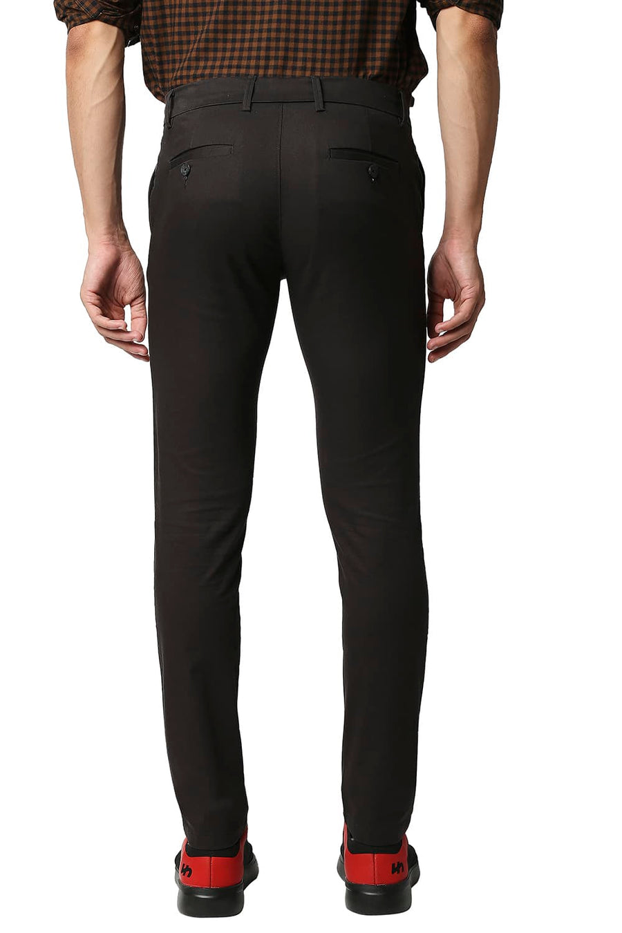 BASICS SKINNY FIT RAVEN BLACK BROKEN TWILL STRETCH TROUSERS
