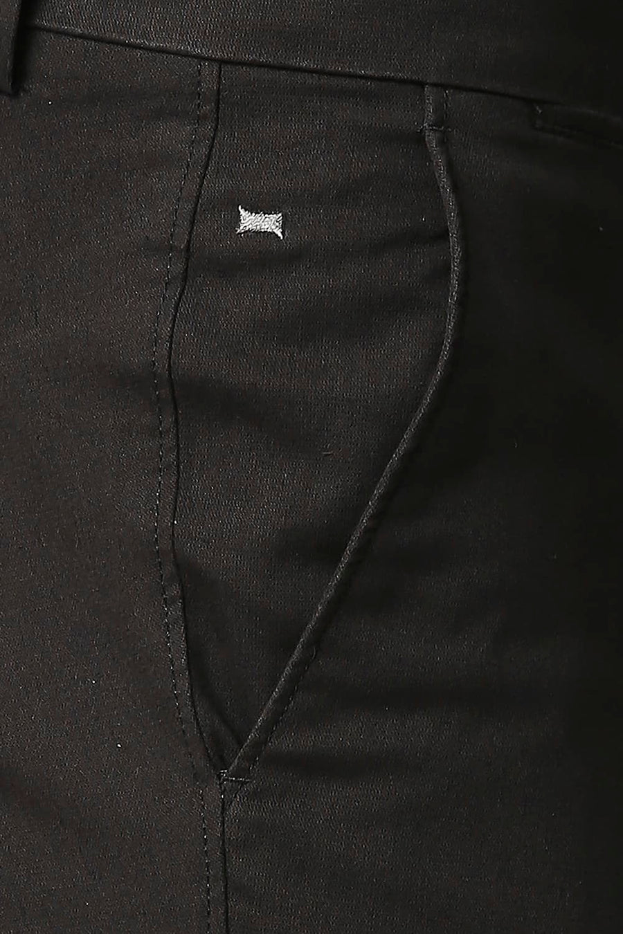 BASICS SKINNY FIT RAVEN BLACK BROKEN TWILL STRETCH TROUSERS