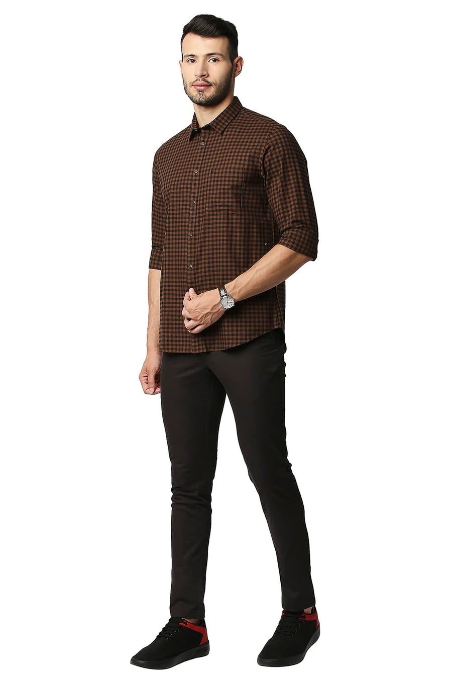 BASICS SKINNY FIT RAVEN BLACK BROKEN TWILL STRETCH TROUSERS