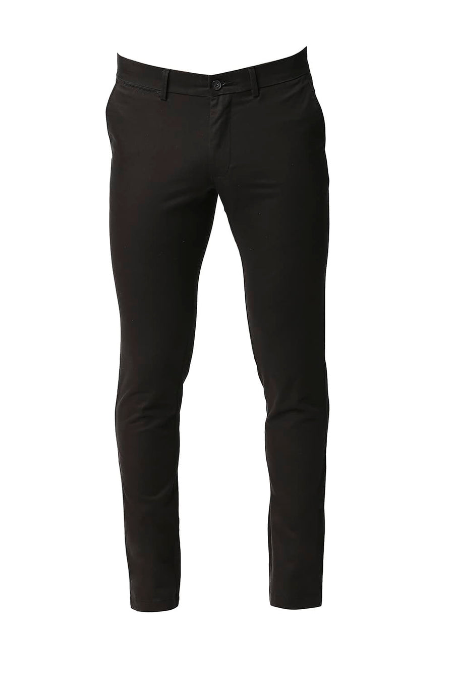BASICS SKINNY FIT RAVEN BLACK BROKEN TWILL STRETCH TROUSERS