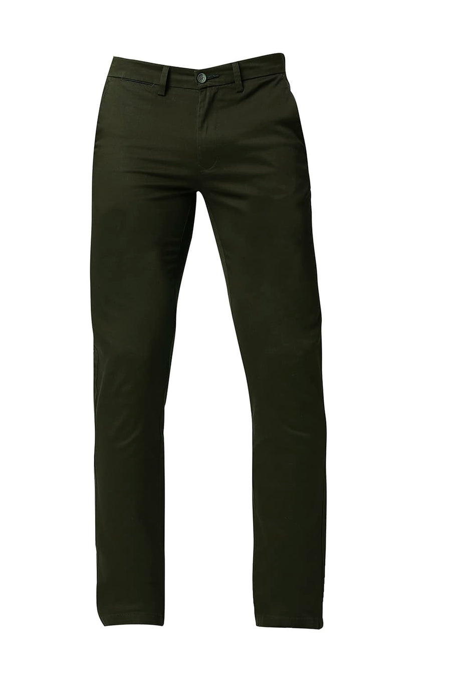 BASICS SKINNY FIT TARMAC OLIVE BROKEN TWILL STRETCH TROUSERS