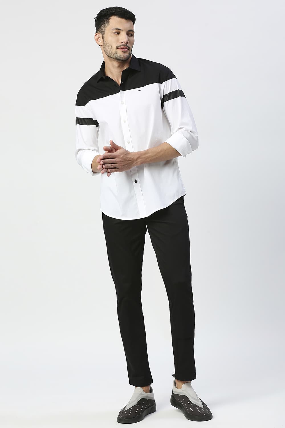 Tapered Fit Cotton Stretch Trousers