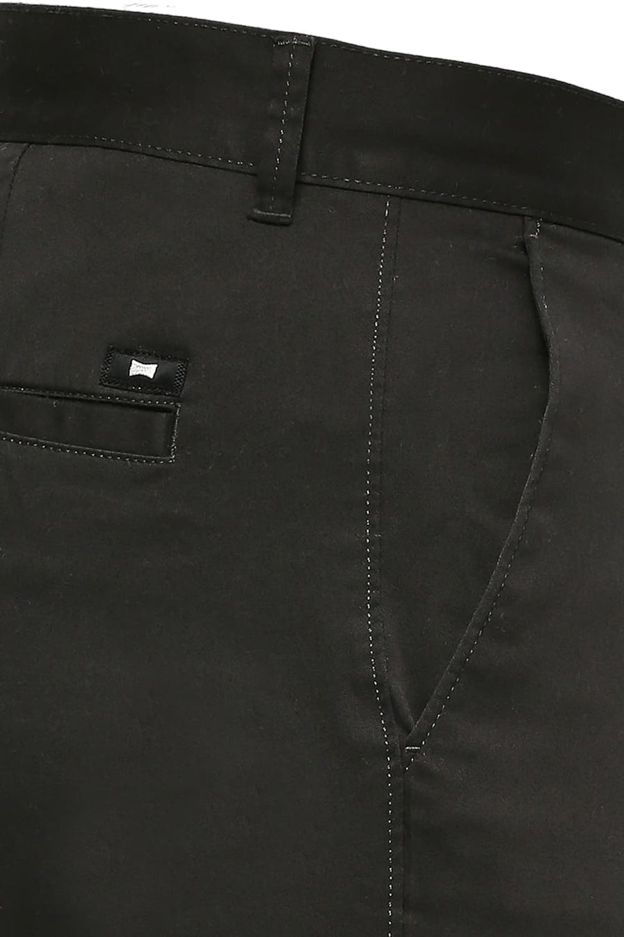 BASICS TAPERED FIT EBONY GREY COTTON STRETCH TROUSERS