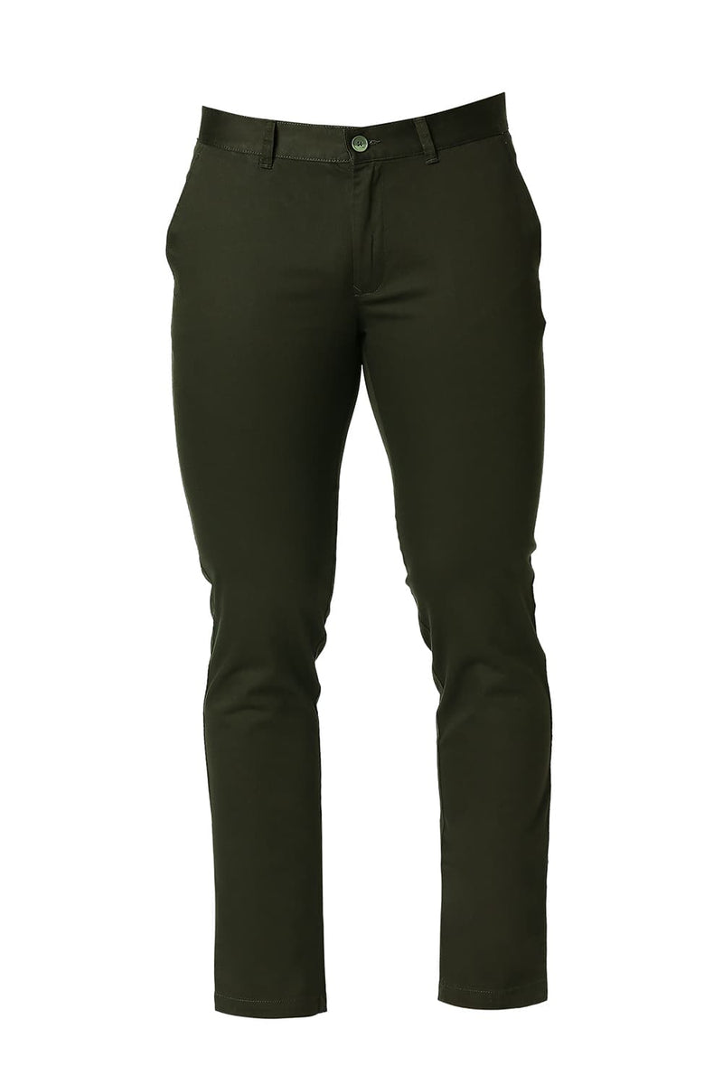 BASICS TAPERED FIT COTTON STRETCH TROUSERS