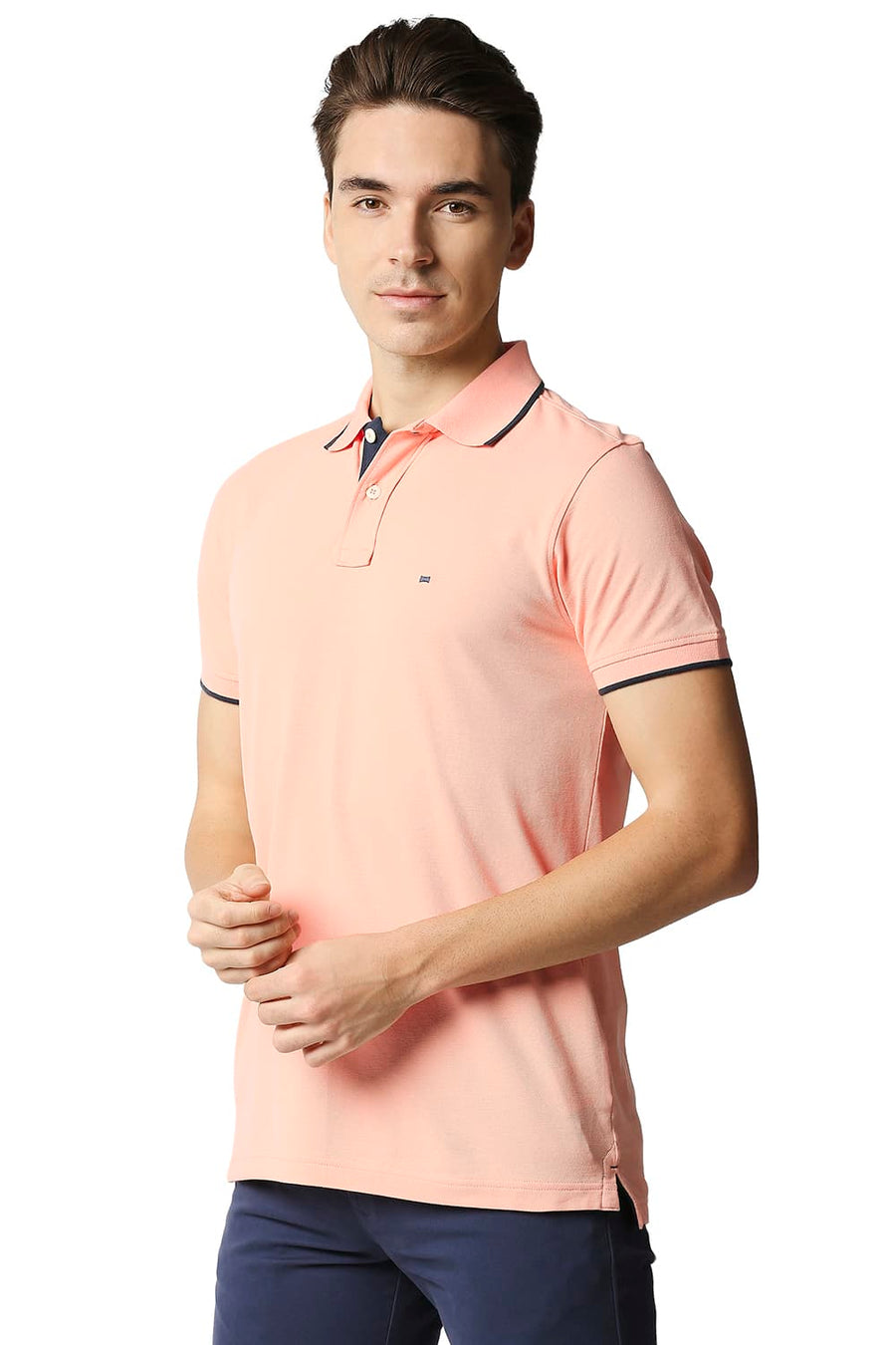 BASICS MUSCLE FIT PEACH PARFAIT POLO T-SHIRT