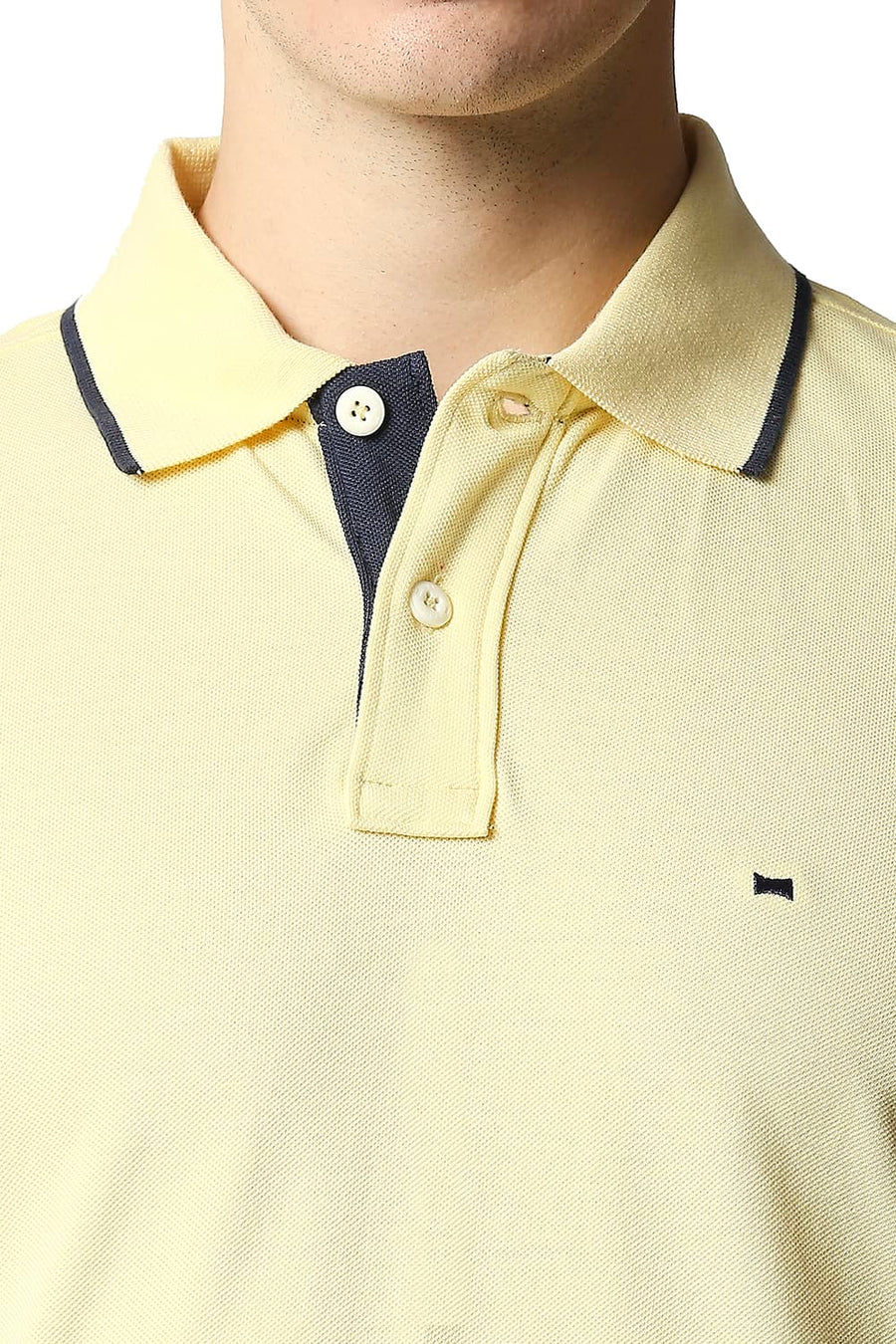 BASICS MUSCLE FIT PALE BANANA POLO T-SHIRT