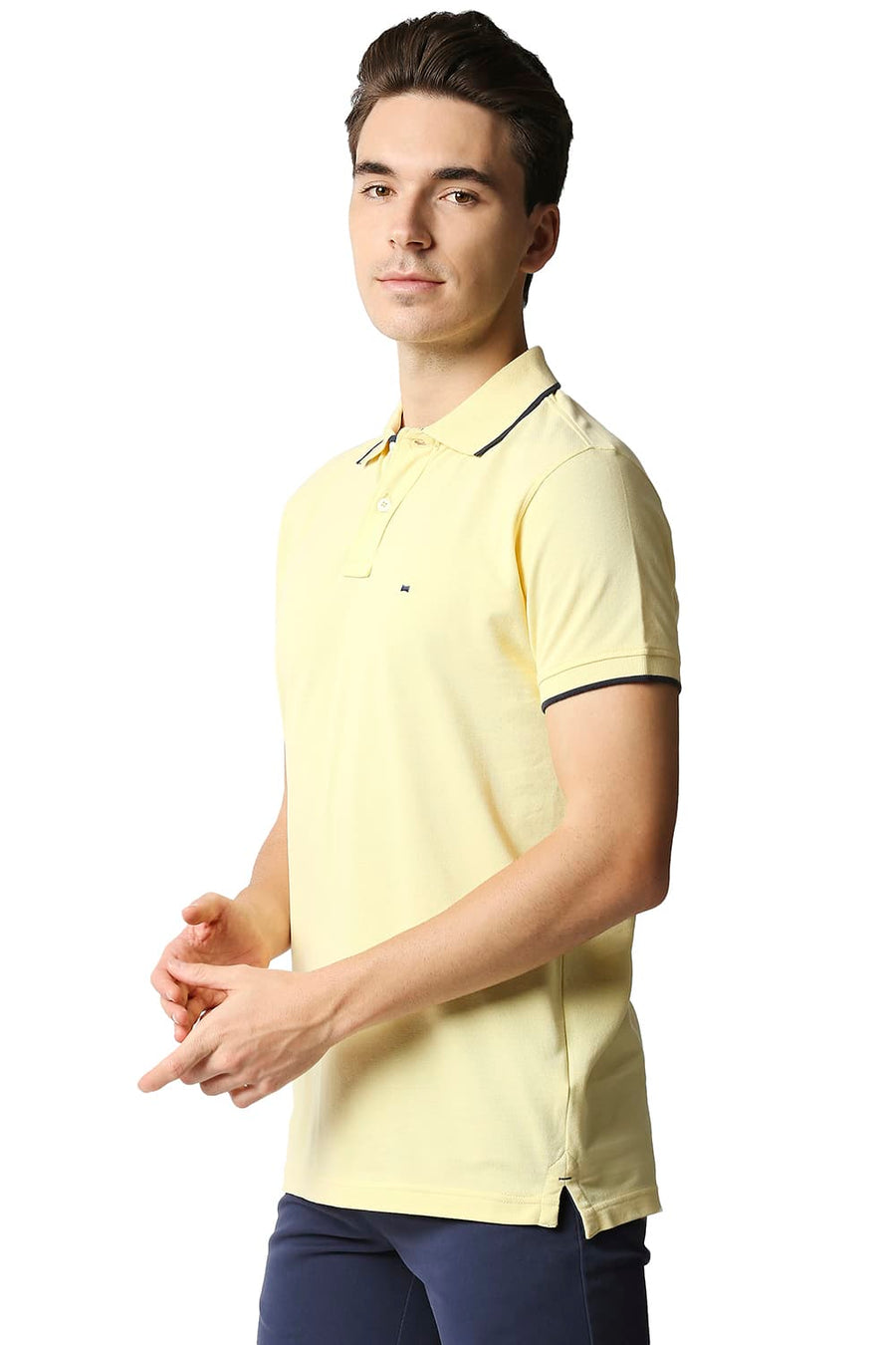 BASICS MUSCLE FIT PALE BANANA POLO T-SHIRT