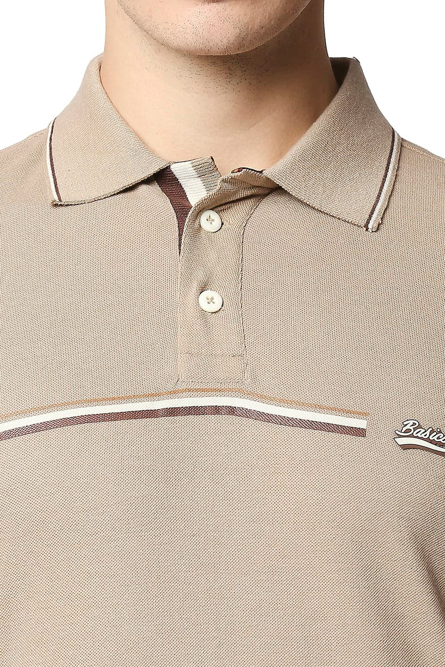 BASICS MUSCLE FIT SAVANNANTAN POLO T-SHIRT