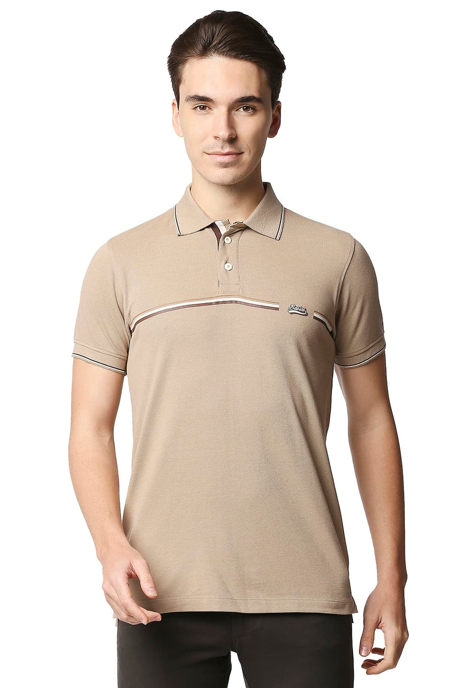 BASICS MUSCLE FIT SAVANNANTAN POLO T-SHIRT