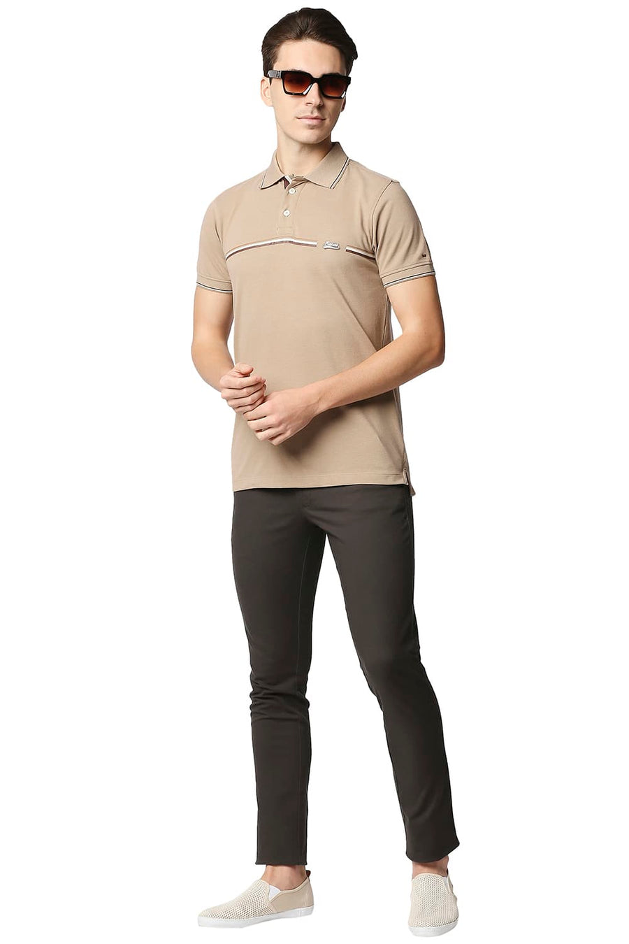 BASICS MUSCLE FIT SAVANNANTAN POLO T-SHIRT