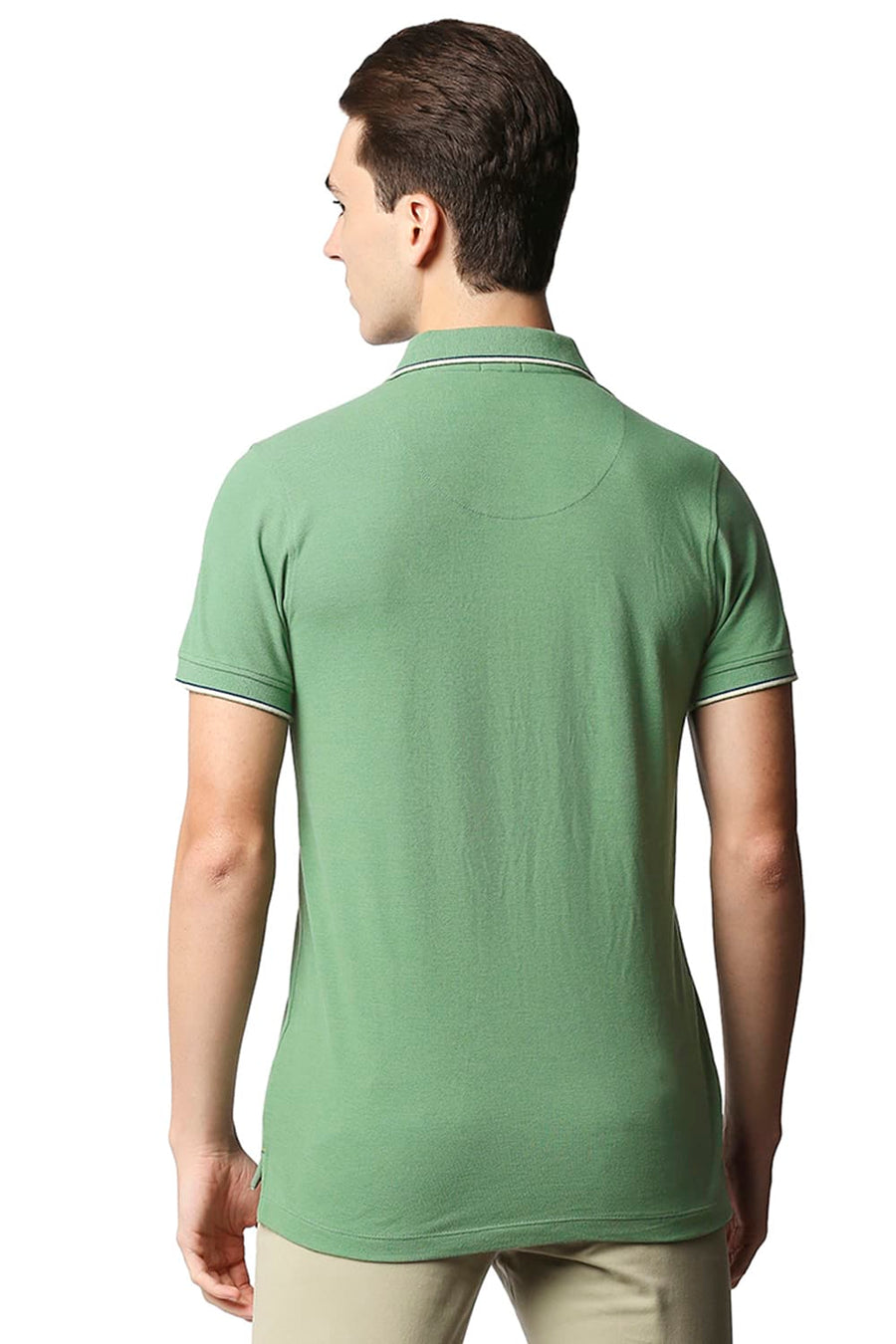 BASICS MUSCLE FIT HEDGE GREEN POLO T-SHIRT