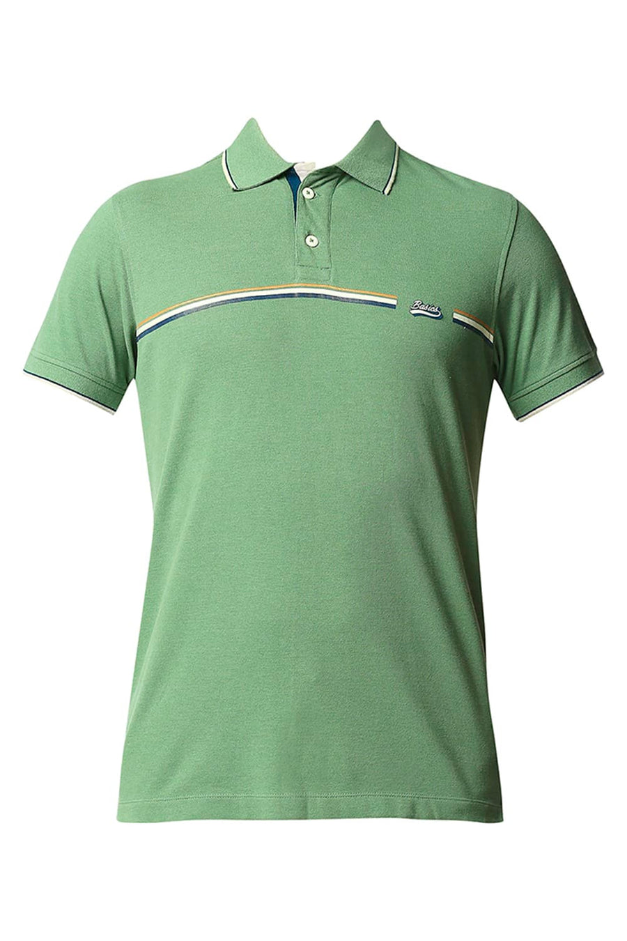 BASICS MUSCLE FIT HEDGE GREEN POLO T-SHIRT