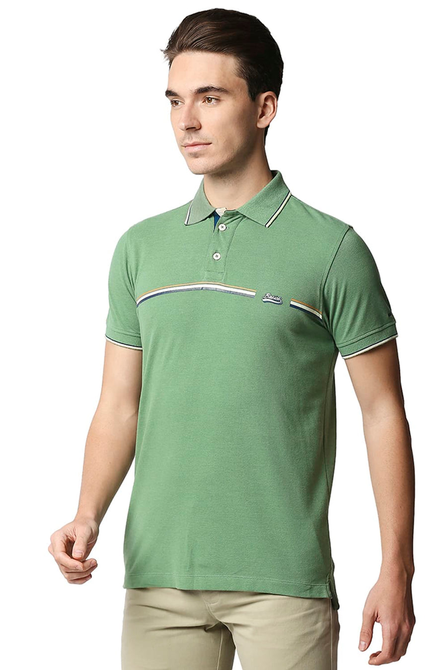 BASICS MUSCLE FIT HEDGE GREEN POLO T-SHIRT