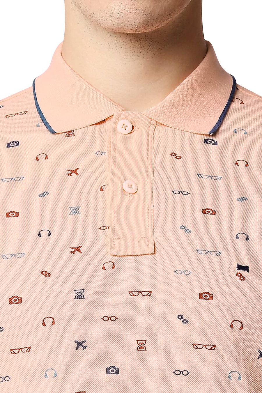 BASICS MUSCLE FIT PEACH PARFAIT POLO T-SHIRT