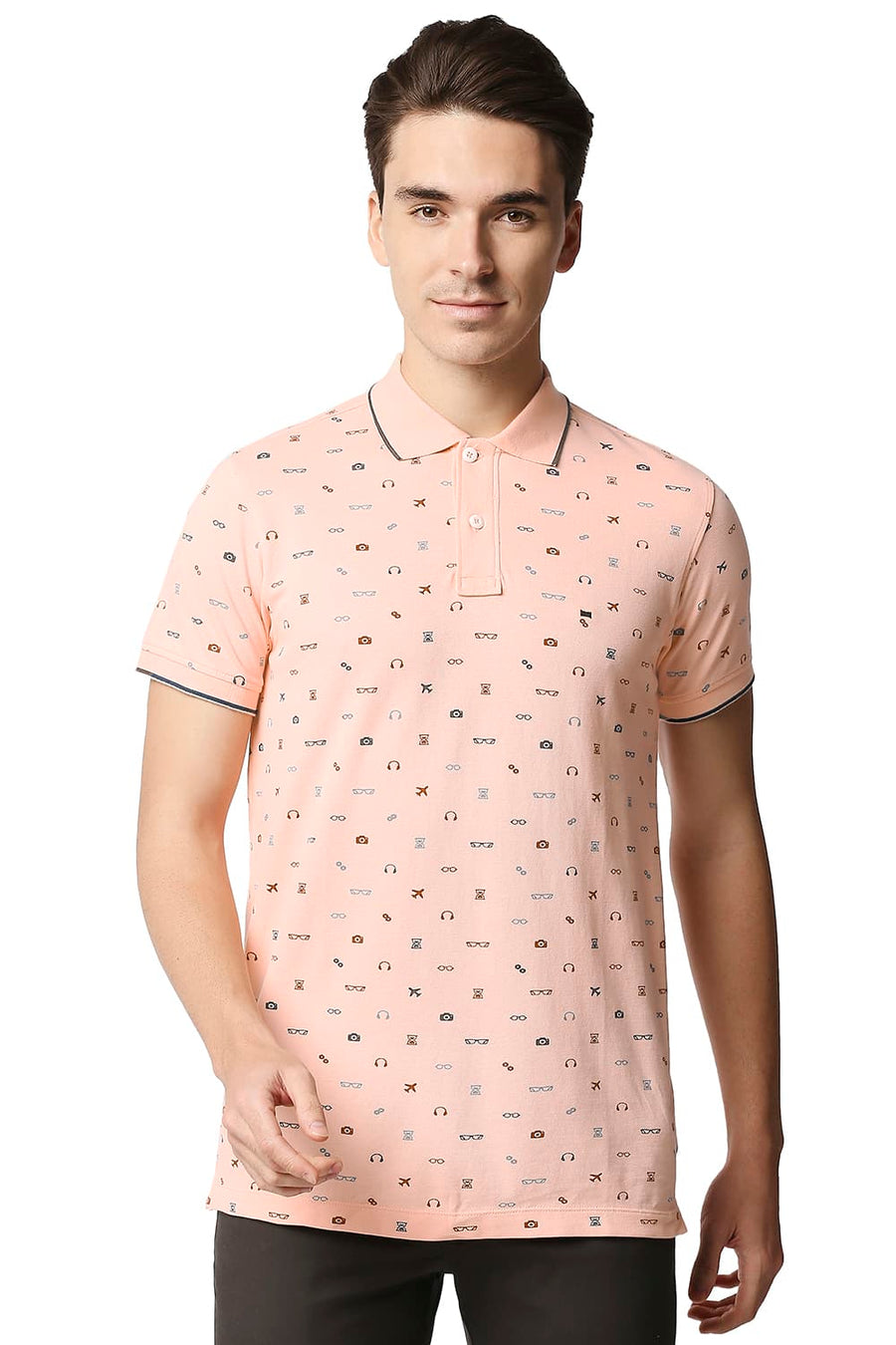 BASICS MUSCLE FIT PEACH PARFAIT POLO T-SHIRT
