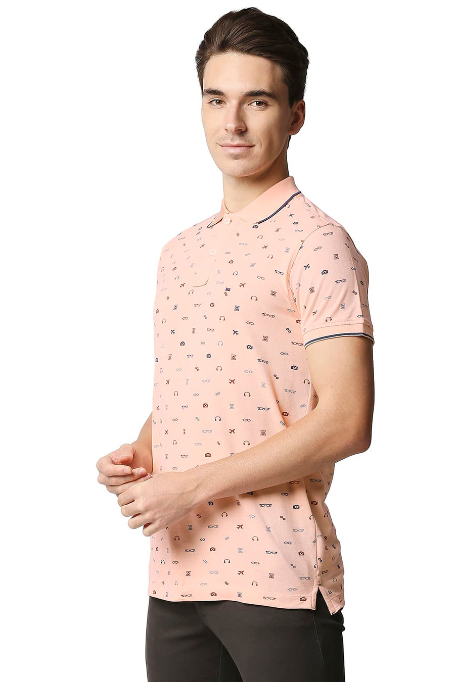 BASICS MUSCLE FIT PEACH PARFAIT POLO T-SHIRT