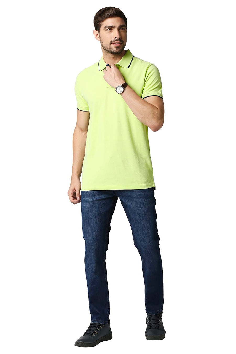 BASICS MUSCLE FIT BUTTERFLY POLO T-SHIRT