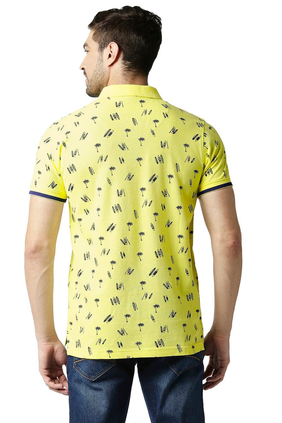 BASICS MUSCLE FIT YELLOW PEAR POLO T-SHIRT
