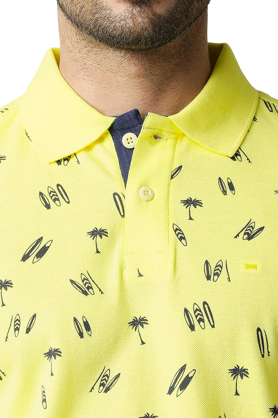 BASICS MUSCLE FIT YELLOW PEAR POLO T-SHIRT