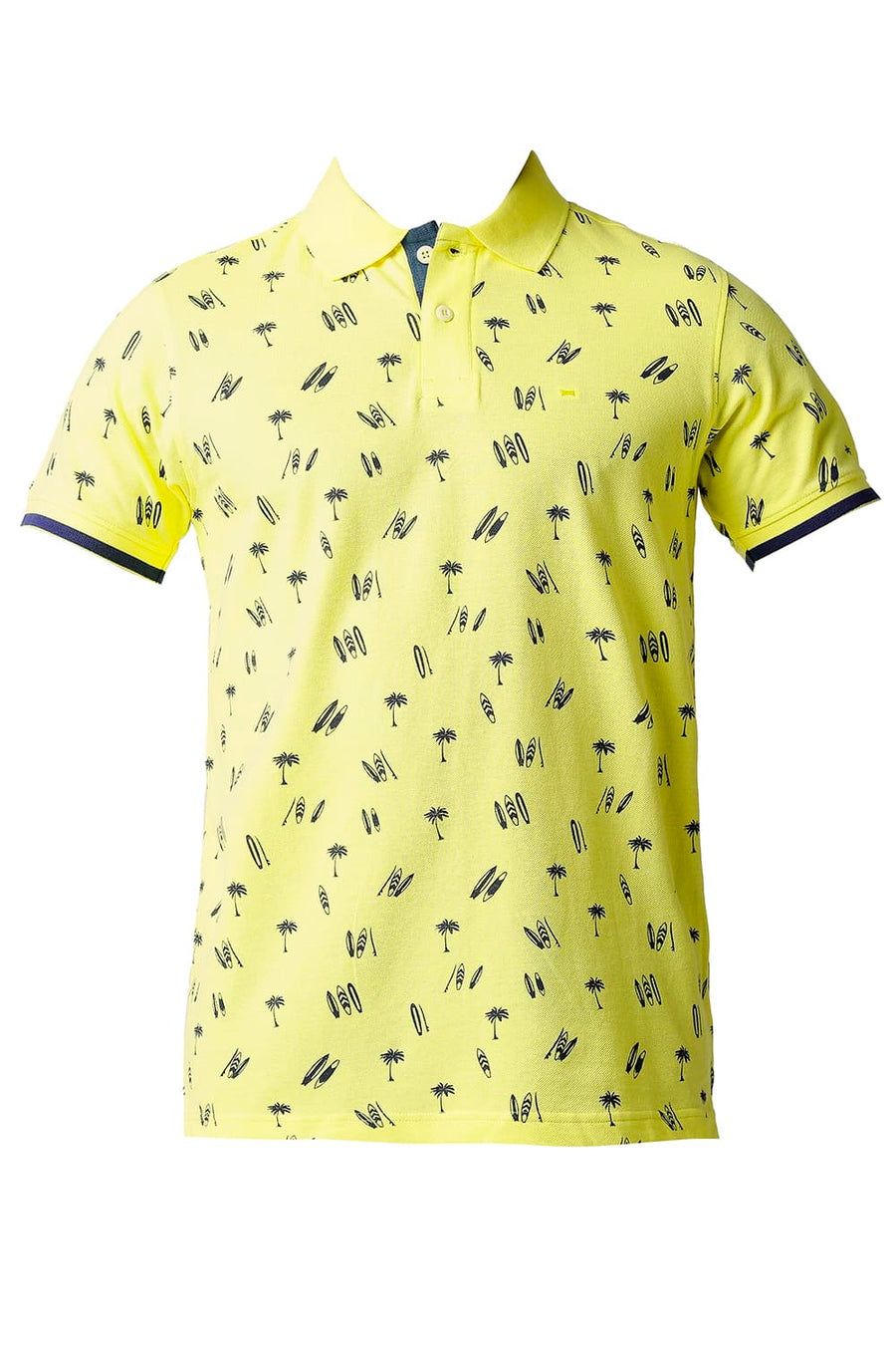 BASICS MUSCLE FIT YELLOW PEAR POLO T-SHIRT