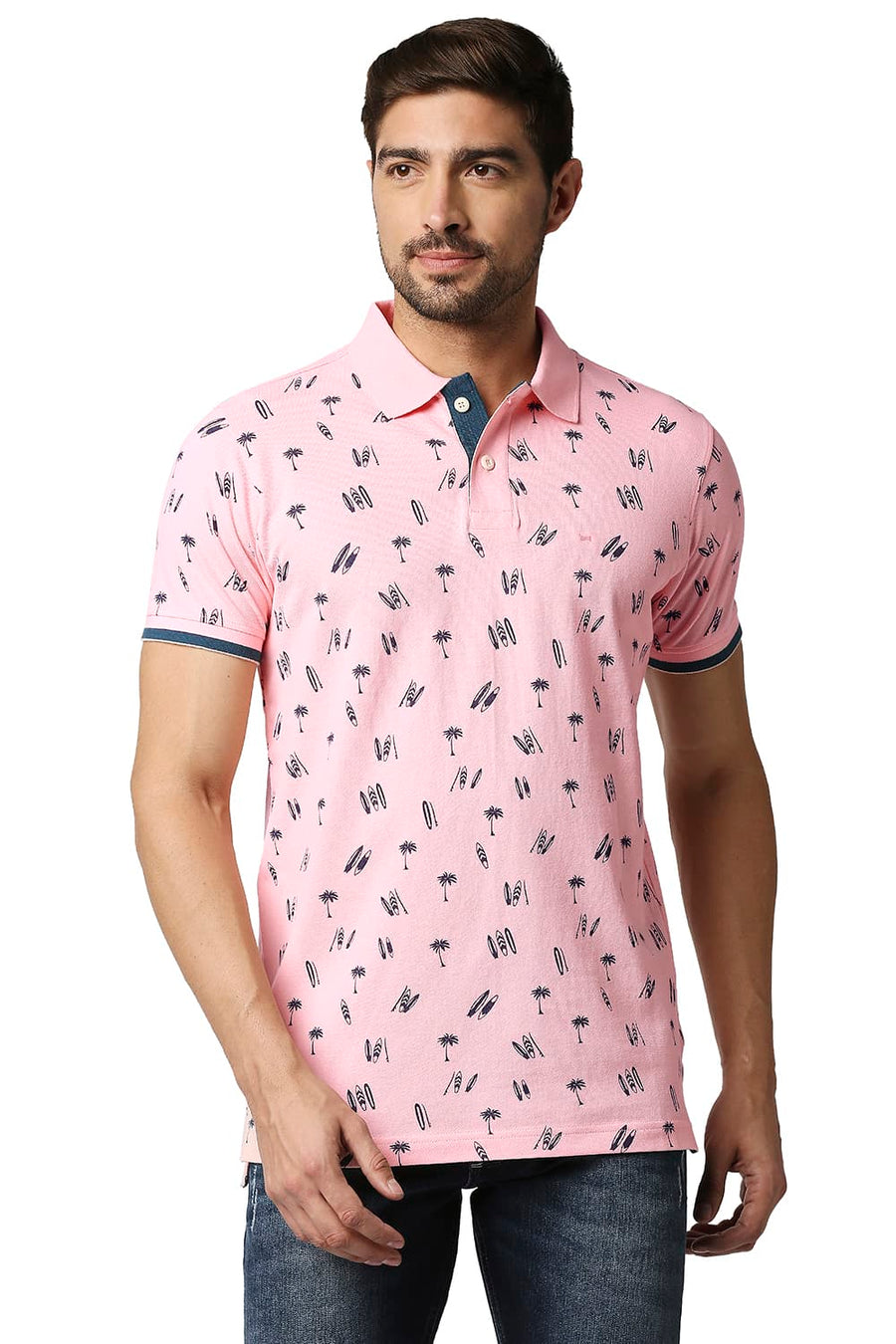 BASICS MUSCLE FIT FIRST BLUSH POLO T-SHIRT