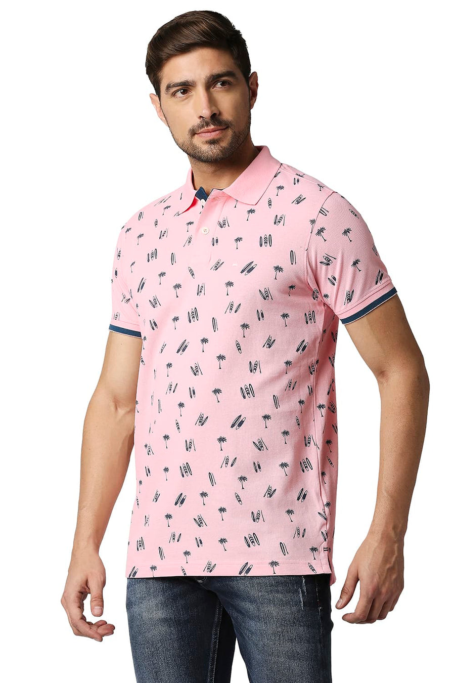 BASICS MUSCLE FIT FIRST BLUSH POLO T-SHIRT