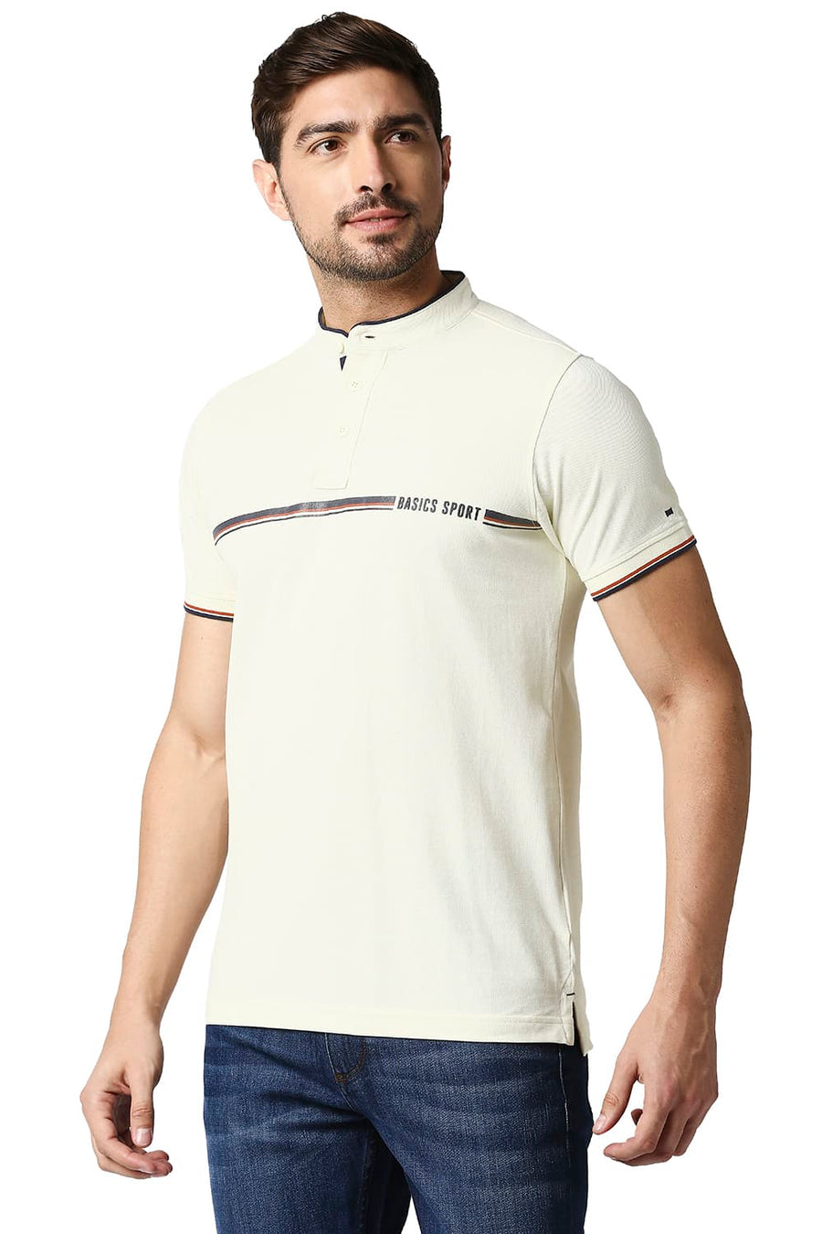BASICS MUSCLE FIT SWEET CORN POLO T-SHIRT