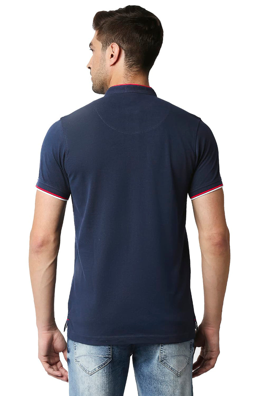 BASICS MUSCLE FIT DRESS BLUE POLO T-SHIRT