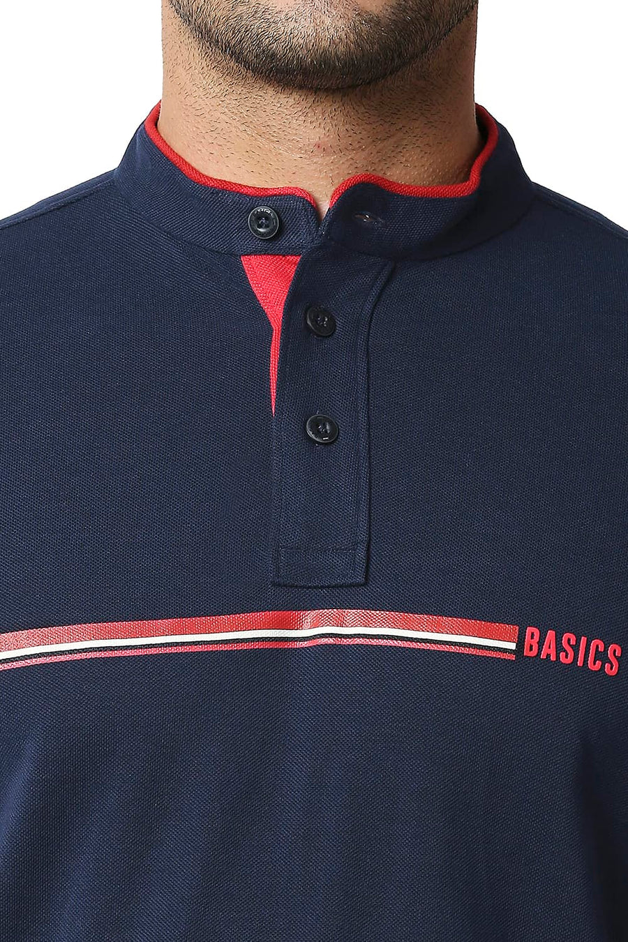 BASICS MUSCLE FIT DRESS BLUE POLO T-SHIRT