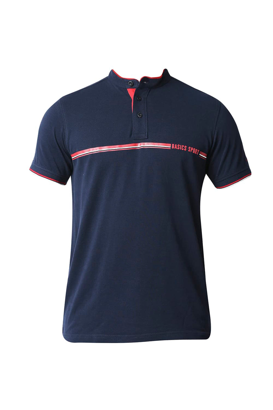 BASICS MUSCLE FIT DRESS BLUE POLO T-SHIRT