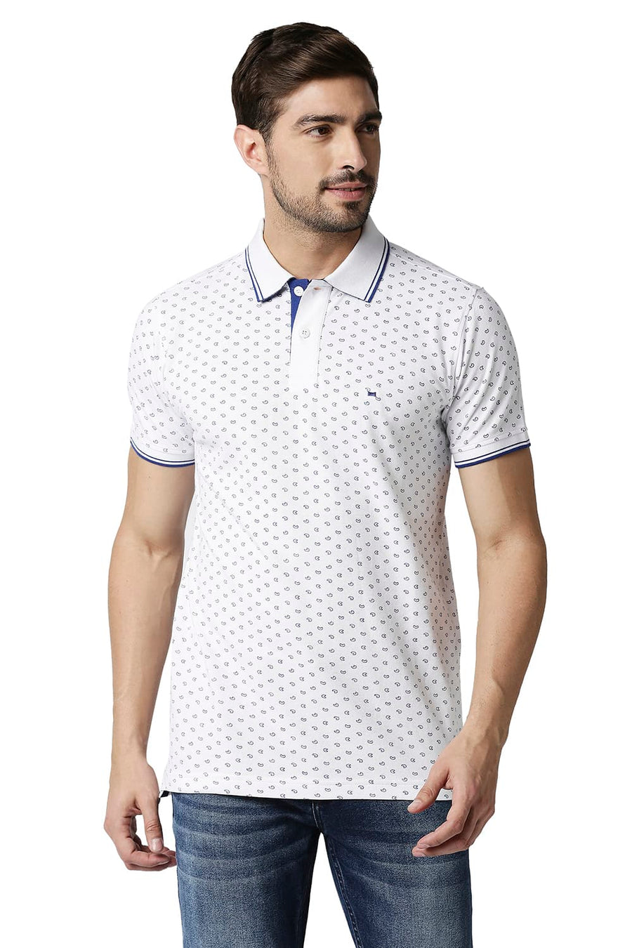 BASICS MUSCLE FIT BRIGHT WHITE POLO T-SHIRT